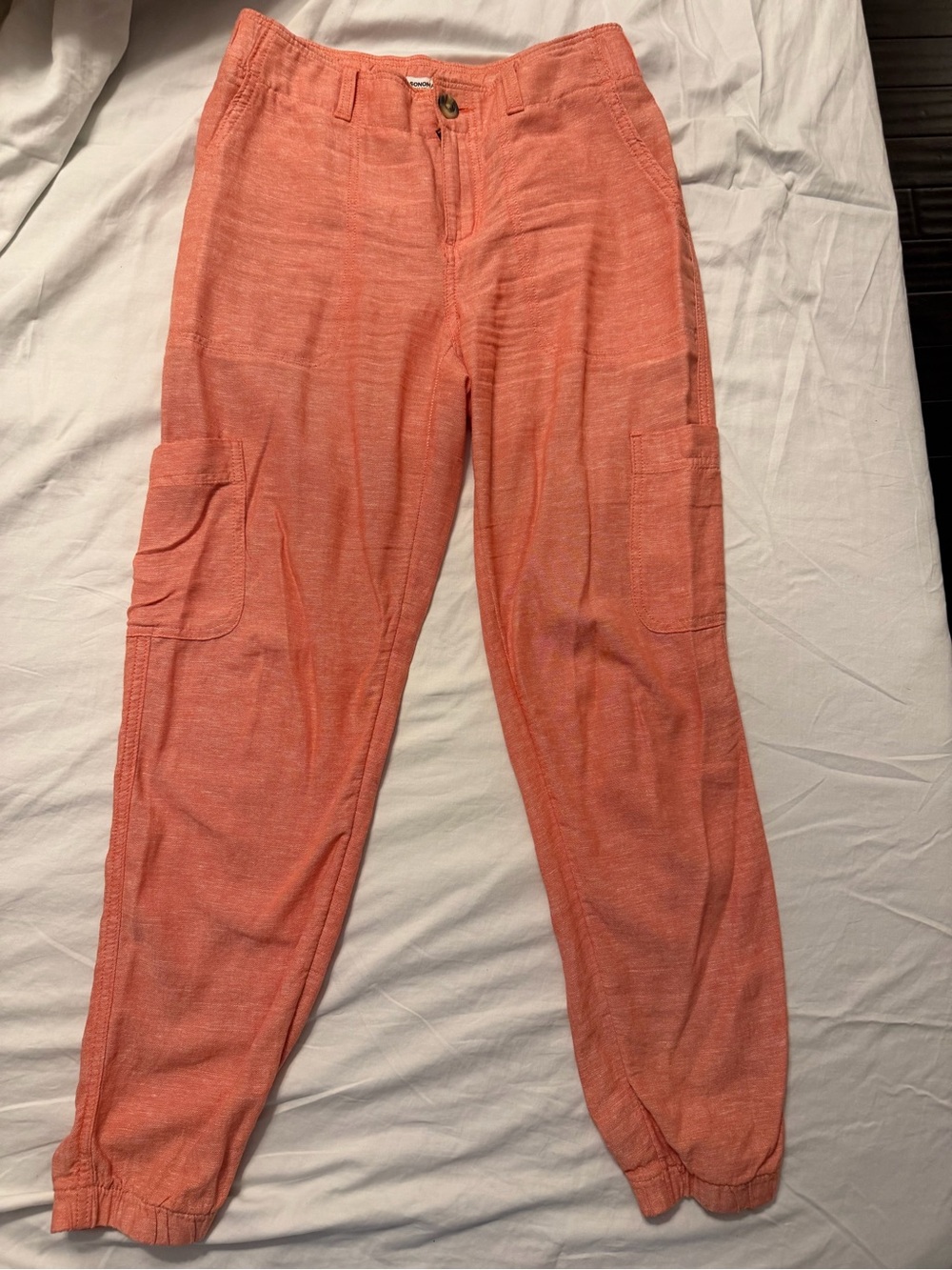 Coral Linen Jogger Pants